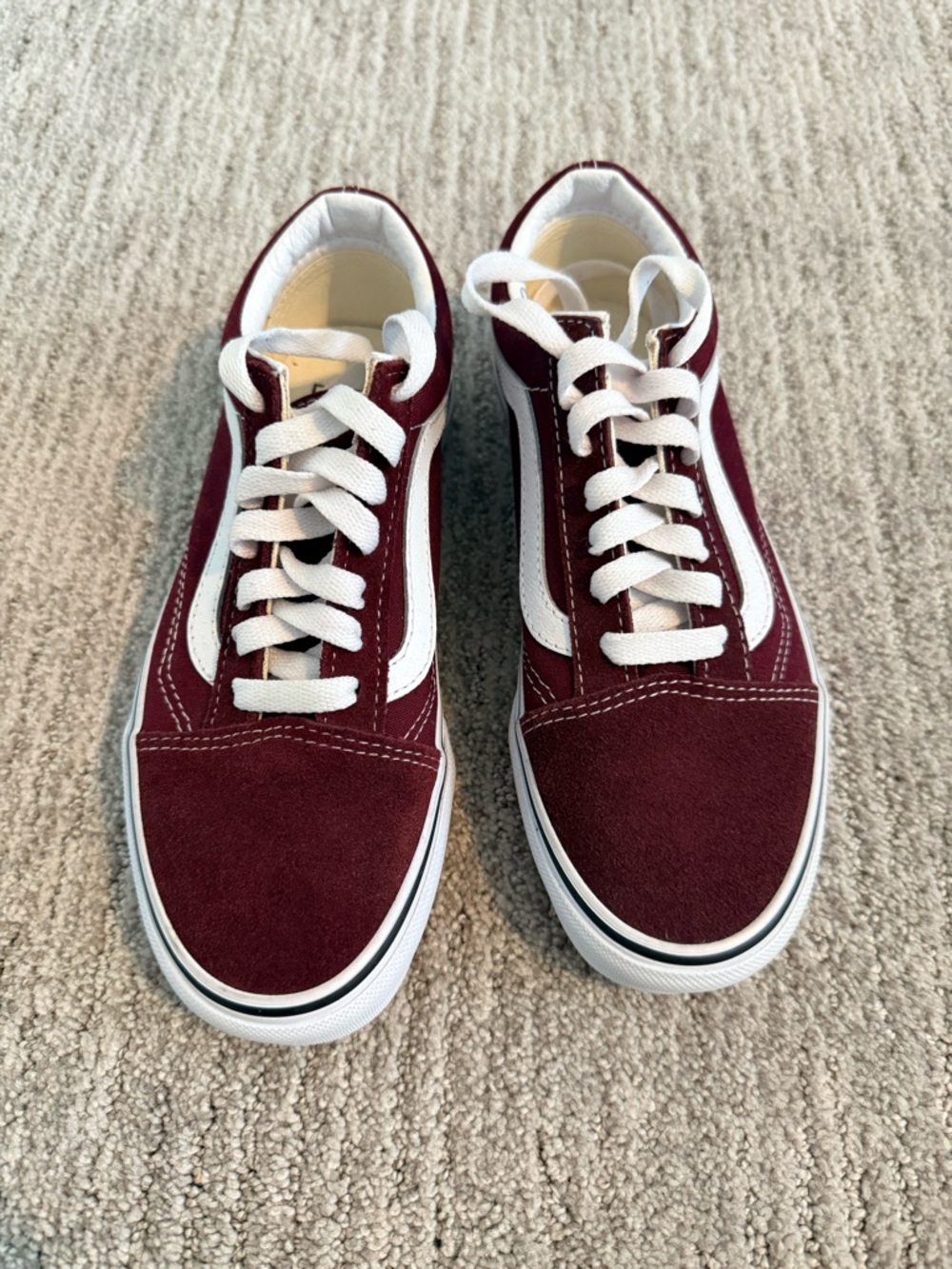 Vans Burgundy Suede/Canvas Low-Top Sneakers with White Side Stripe